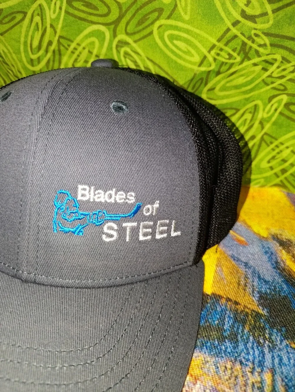 Blades Of Steel Embroidered Trucker Mesh Snapback Hat Cap OSFM